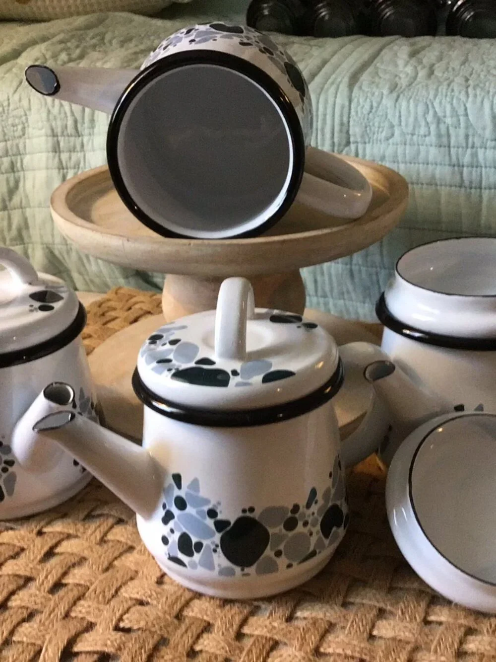 Olive and LOOM enamelware small teapots - set of 4